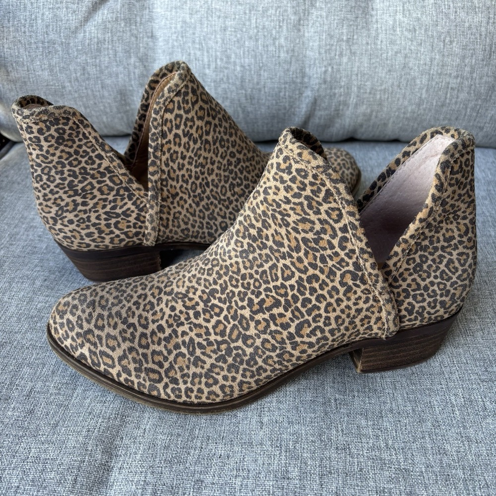 Lucky Brand BALEY 2 Women Size 8M Leopard Leather Boots Ankle Bootie